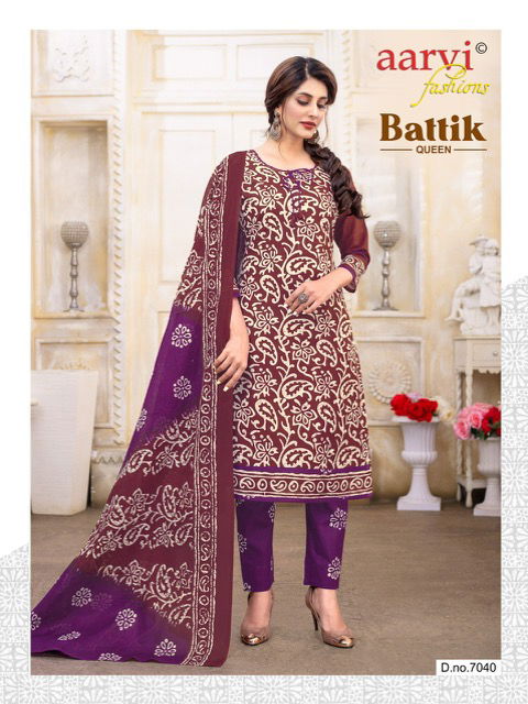 Aarvi Battik Queen Vol 1 Casual Wear Wholesale Cotton Dress Material
